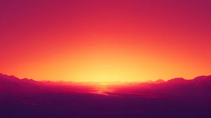 Gardinen Majestic sunset over mountain range landscape with vibrant colors and warm light for travel and nature © novalindo