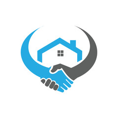 Handshake house real estate deal logo