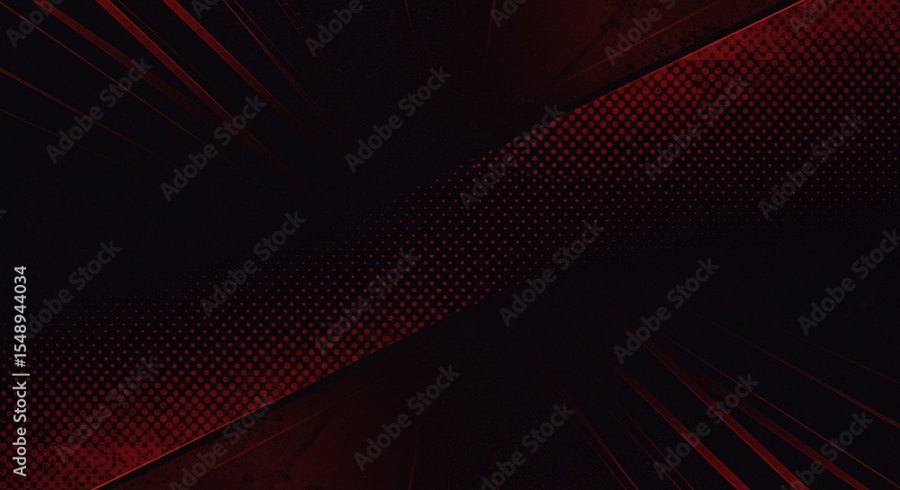 Fototapete abstract dark background with diagonal red textured band and blurred red lines at the edges