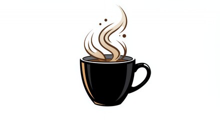 Obraz premium Aromatic Steam Rising from a Black Coffee Mug