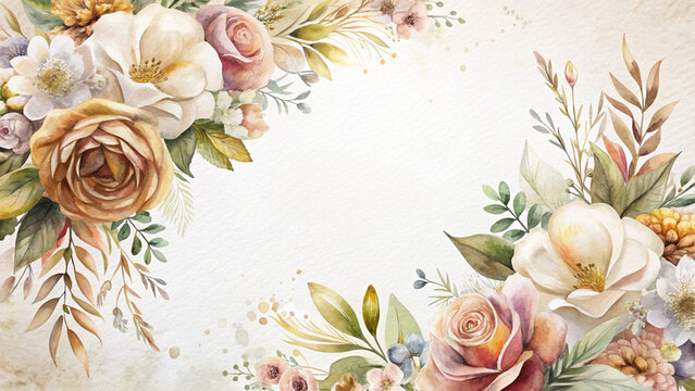 This elegant watercolor floral arrangement is ideal for websites or blogs about weddings, invitations, events, feminine themes, or nature-inspired designs.

 - Powered by Adobe