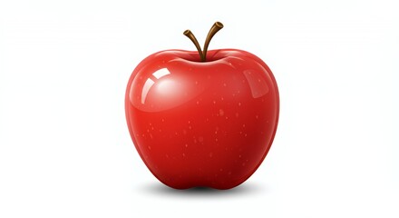 A Single, Shiny Red Apple Isolated on White Background