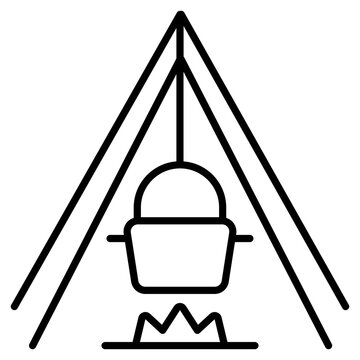 black camping pot over fire clip art preview