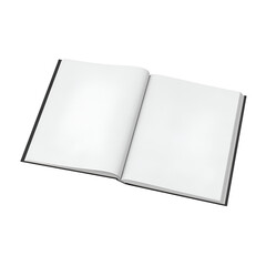 An open blank book with empty pages, ready for writing or drawing.