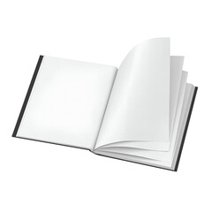An open blank book with pages ready for writing or drawing.