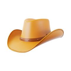 Tan Cowboy Hat Western Fashion Accessory Rustic Style Brown Leather Band against transparent background