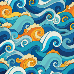 seamless waves and curls backgrounds 