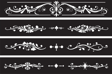 Fototapeta premium A set of decorative patterned borders, lines, and stripes. Hand drawn vector illustration 