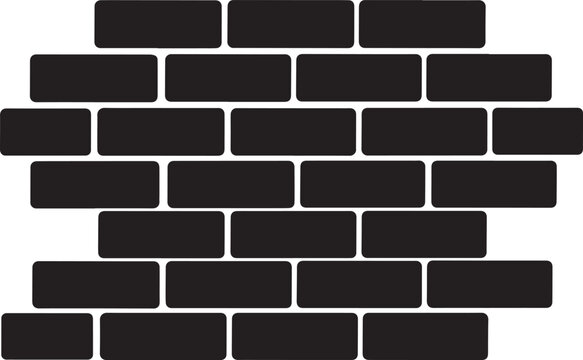 Brick Wall Silhouette in Black | Construction Pattern Illustration Vector Format