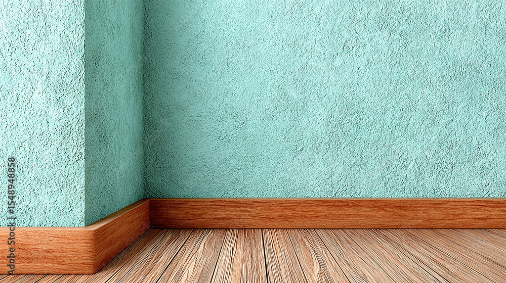 Poster sunlight streaming through window casting soft rays on textured green wall and worn floor creating p