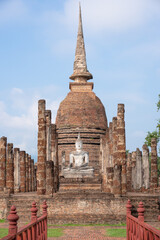 Fototapeta premium The most beautiful Viewpoint Historic temple of Sukhothai Historical Park, Thailand.
