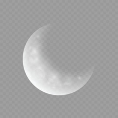 Realistic Moon Phases Element on Transparent Background .Vector