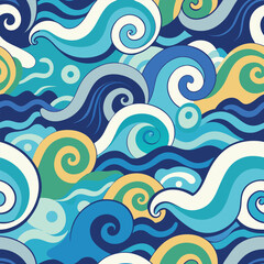 seamless waves and curls backgrounds 