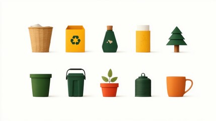 Collection of Recyclable Items in Vector Style for Creative Projects