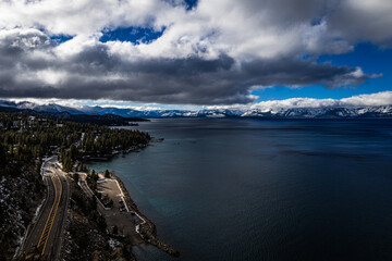 Overcast in Lake Tahoe during winter. 