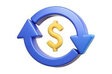 3d render of circular arrows surrounding dollar sign