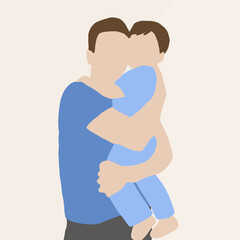 Parent and Child Embracing in Blue Shirts Symbolizing Love and Care