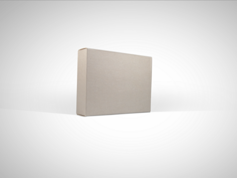 A plain, unmarked box against a minimalistic background, suggesting packaging or storage.