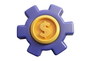 3d render of gear with dollar sign