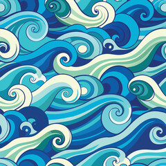 seamless waves and curls backgrounds 