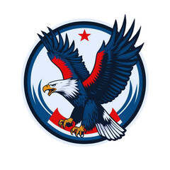 Patriotic american bald eagle emblem design in circle