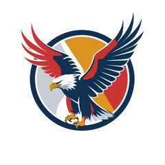 American bald eagle soaring in a circular emblem design