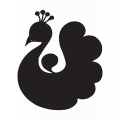 Stylized silhouette of peacock vector illustration for an icon ,t-shirt and peacock template logo	