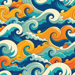 seamless waves and curls backgrounds 
