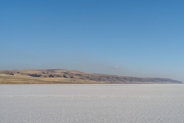 View of salt lake (Tuz Gölü in Turkish) in Sereflikochisar district of Turkey