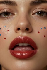 Artistic Makeup Look with Colorful Star Dots Creative Beauty