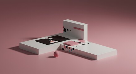 Abstract Minimalist Composition: Geometric Forms and Pastel Hues