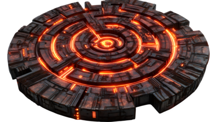 Mythological concept: The Minotaur's Labyrinth represented as a complex, glowing circuit board pattern, hyperrealistic detail, isolated on Transparent background