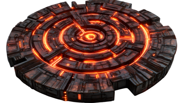Mythological concept: The Minotaur's Labyrinth represented as a complex, glowing circuit board pattern, hyperrealistic detail, isolated on Transparent background