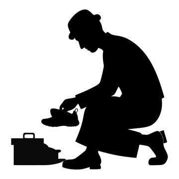 black silhouette man shoe repair clip art preview