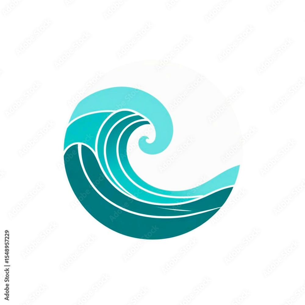 Poster abstract teal ocean wave circle design element for branding