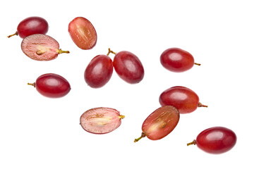 red grapes berries isolated on white background. clipping path