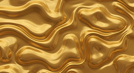 Luxurious Golden Liquid Abstract Swirls: A 3D Render of Fluid Gold