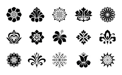 Flower icons set. Isolated elements for design. Vector graphics.