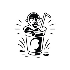 A warm and inviting illustration of a cup of coffee, featuring rich brown tones and gentle steam rising from the cup. The design evokes comfort, relaxation, and the aroma of freshly brewed coffee. Per