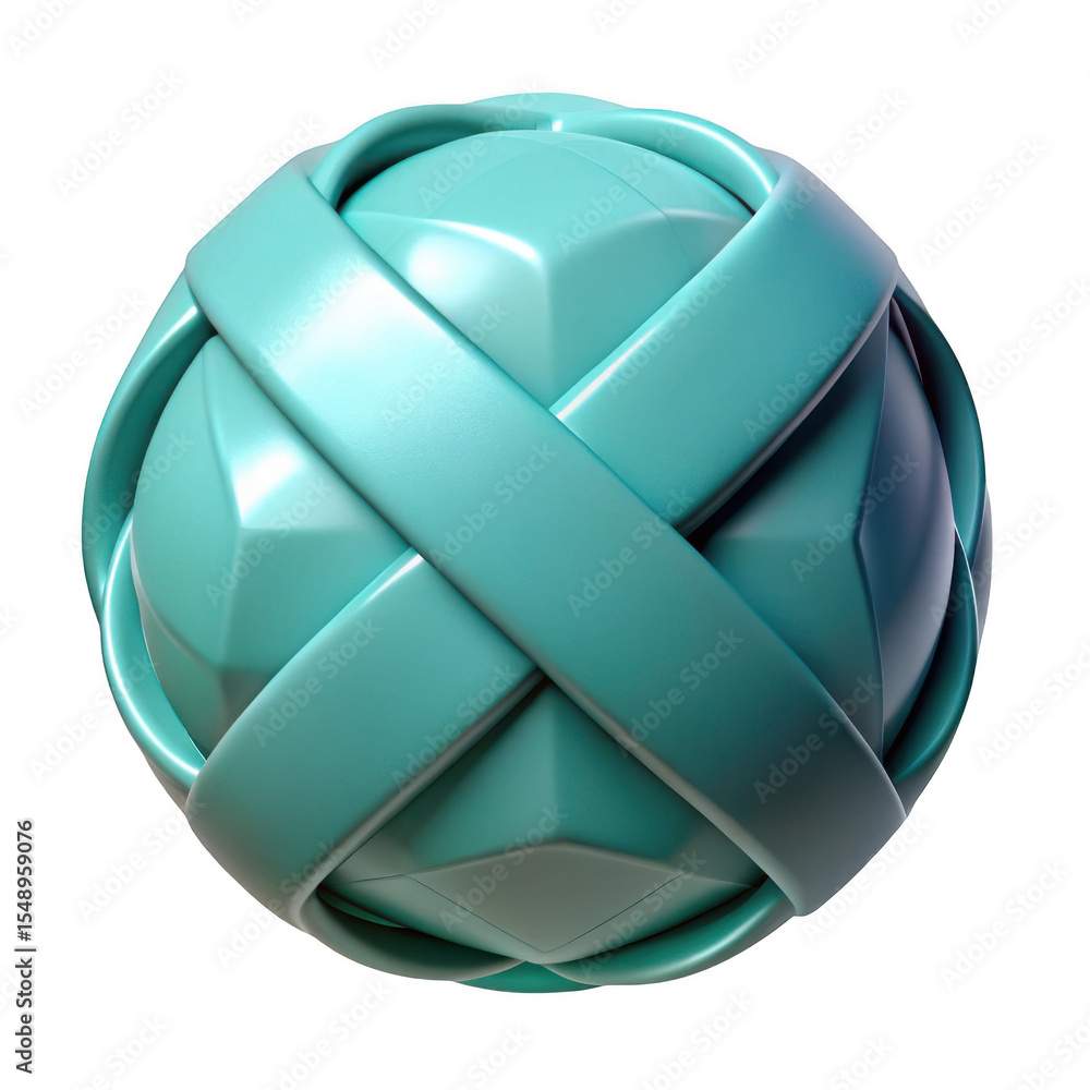Poster 3d abstract sphere with interlocking bands on transparent background