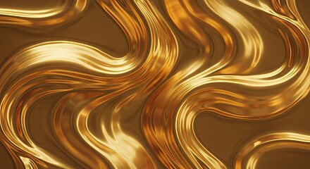 Luxurious Golden Fluid Abstract Swirls: Opulent Texture Background