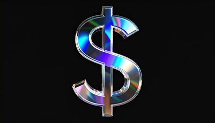 Iridescent Dollar Sign on Black Backdrop Illuminating Financial Concepts