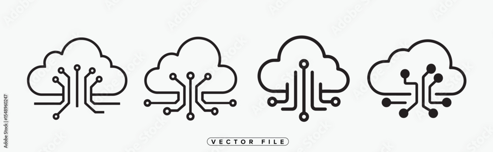 Poster cloud computing icons with circuit board design