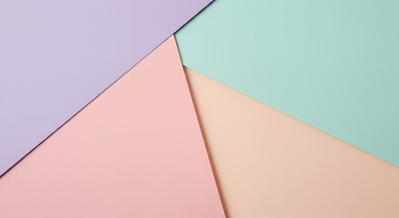 Pastel Color Block Abstract Background: Soft Lilac, Peach, and Mint Green