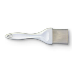 A white brush with a flat, wide bristle head, typically used for painting or applying sauces.