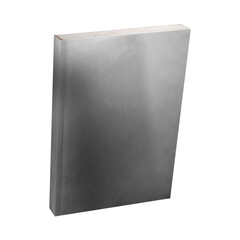 A blank silver book cover, suggesting potential for customization or design.