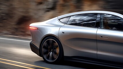 Silver Car Driving on Road