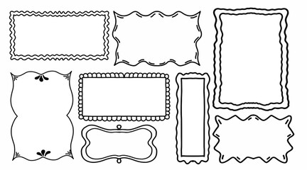 Hand drawn doodle frames. Decorative border set