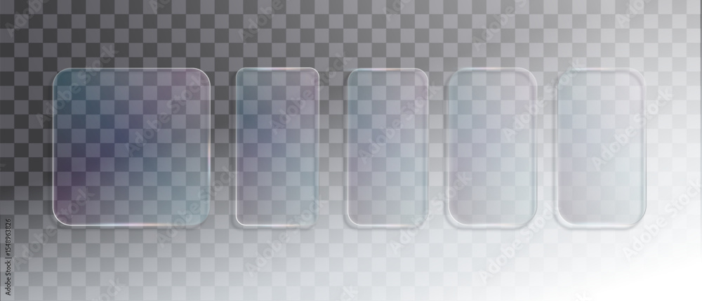 Poster glass frame isolated on transparent background. vector plastic screen display, blank glass bar or pa
