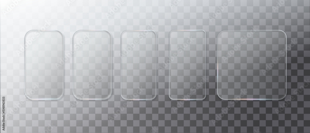 Aufkleber glass frame isolated on transparent background. vector plastic screen display, blank glass bar or pa